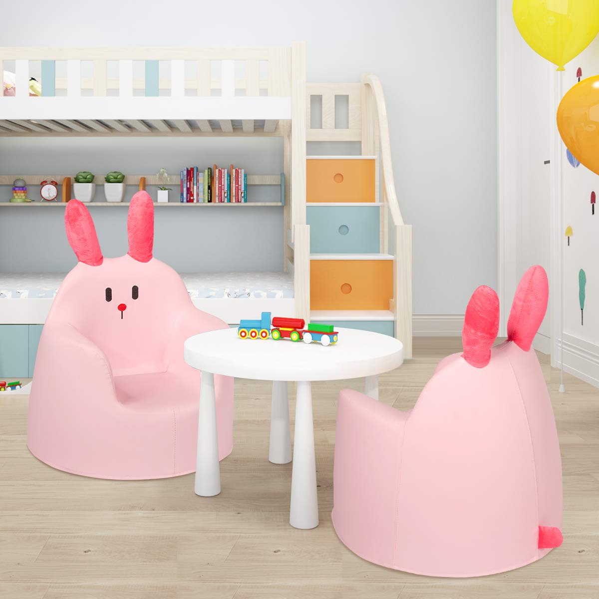 Costway Kids Armchair Rabbit Bear Cartoon Sofa With Integrated