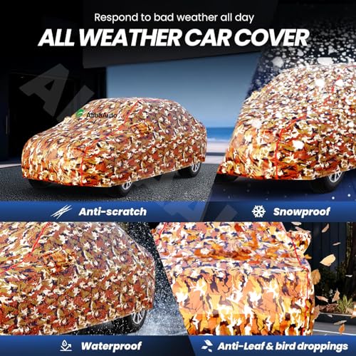 Image of Walser Waterproof Car Cover for MG Comet EV | All-Weather Full Car Body Protection | with Mirror & Antenna Pocket | Dustproof, Windproof & Anti-Scratch Lining, Camouflage
