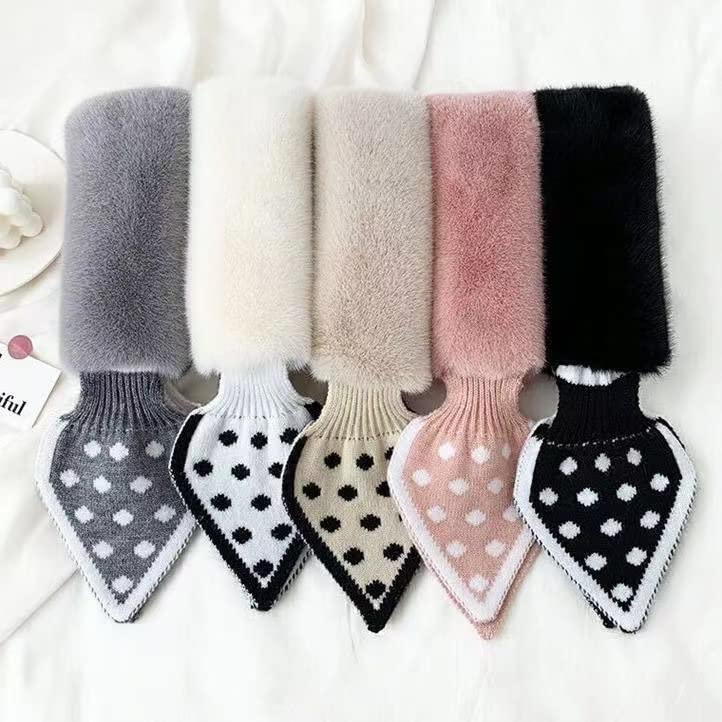 DNLKWGO Winter Warm Furry Fleece Scarf Faux Fur Collar Cross Neck Sleeve Scarves for Women Girls Fur Neck Warmer Scarf3