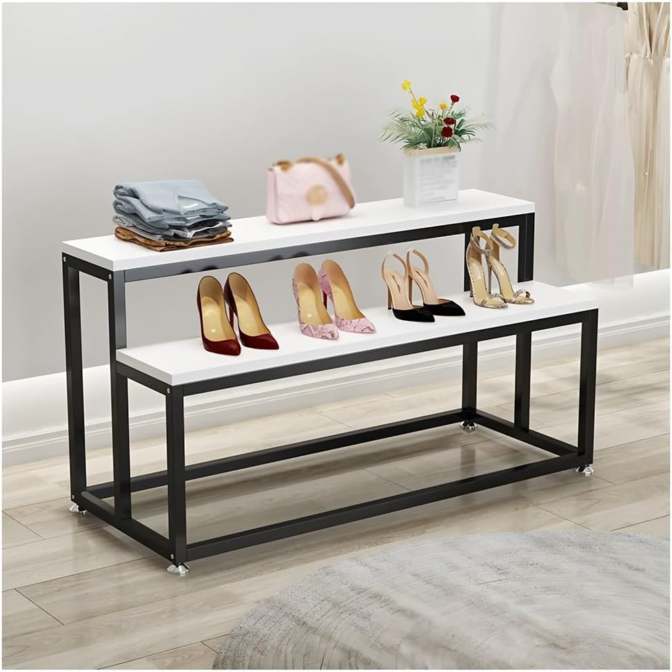 Modern Metal Shoe & Handbag Display Stand, Stepped Retail Shelving for Boutique & Home, Stylish Countertop Organizer, Gold Finish, 120x72x80 cm