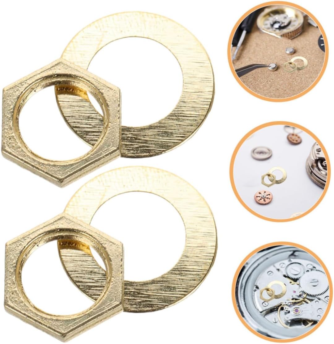 KOMBIUDA 14pcs Gold DIY Clock Parts Kit Clock Movement Assembly Nuts Washers Lock Washers Locknuts for Metal Quartz Clock Repair