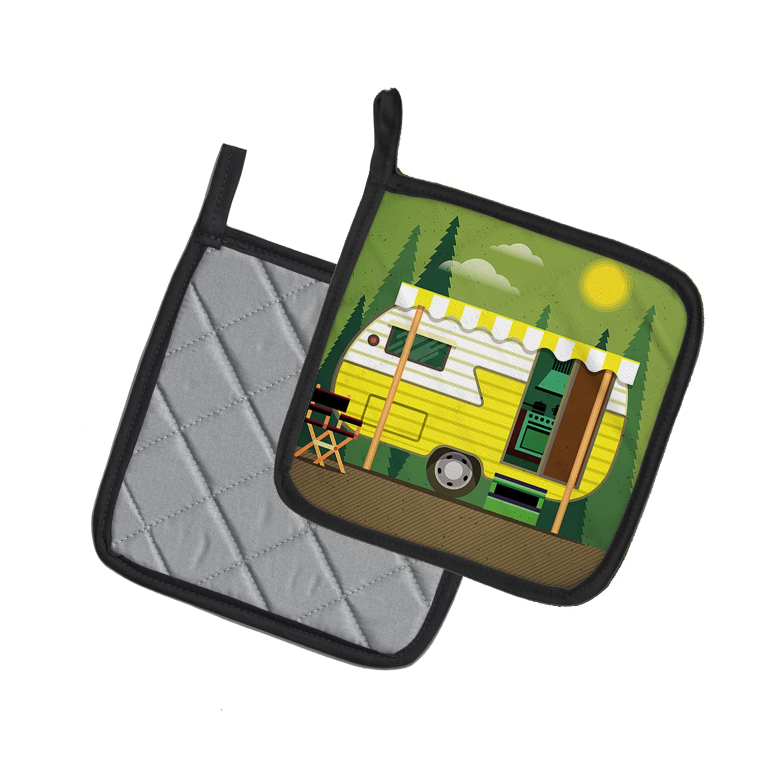 Caroline's Treasures BB5478PTHD Greatest Adventure Retro Camper Pair of Pot Holders Kitchen Heat Resistant Pot Holders Sets Oven Hot Pads for Cooking Baking BBQ, 7 1/2 x 7 1/2