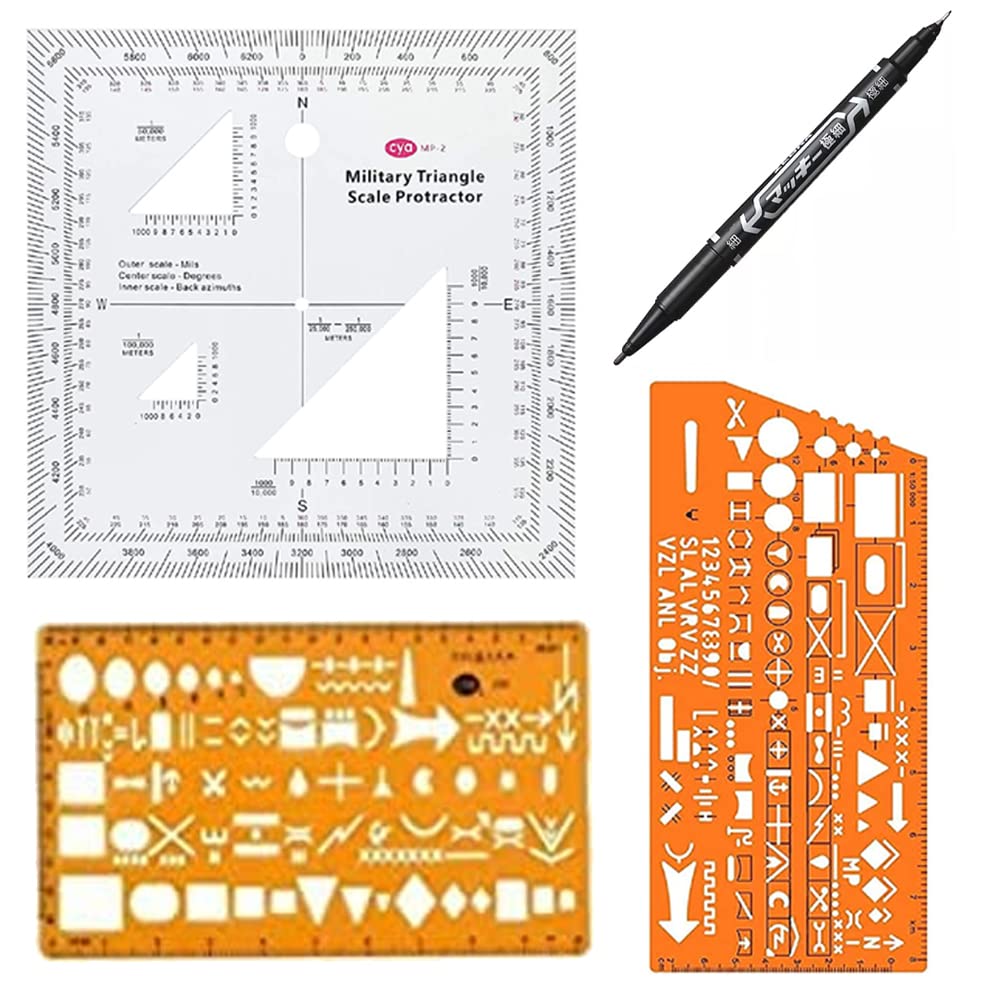 Gotical Military UTM/MGRS Coordinate Scale Map Reading and Land Navigation Topographical Map Scale, Protractor and Grid Coordinate Reader Pairs
