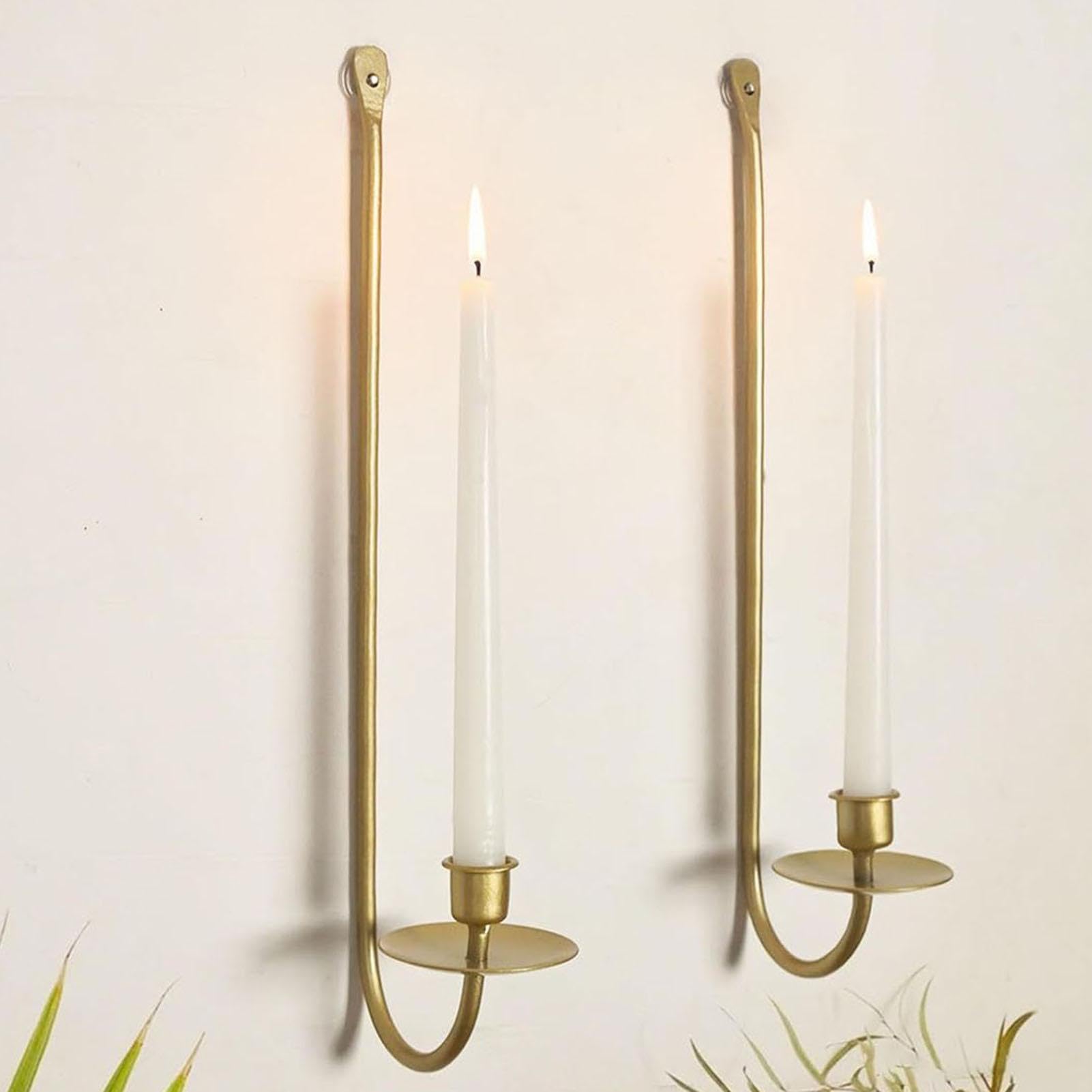 Golden Sconces Candle Holder | Vintage Gold Candle Sconces | Wall-Mounted Candle Sconces | Candle Holder Sconce, Gold Wall Candle Holder
