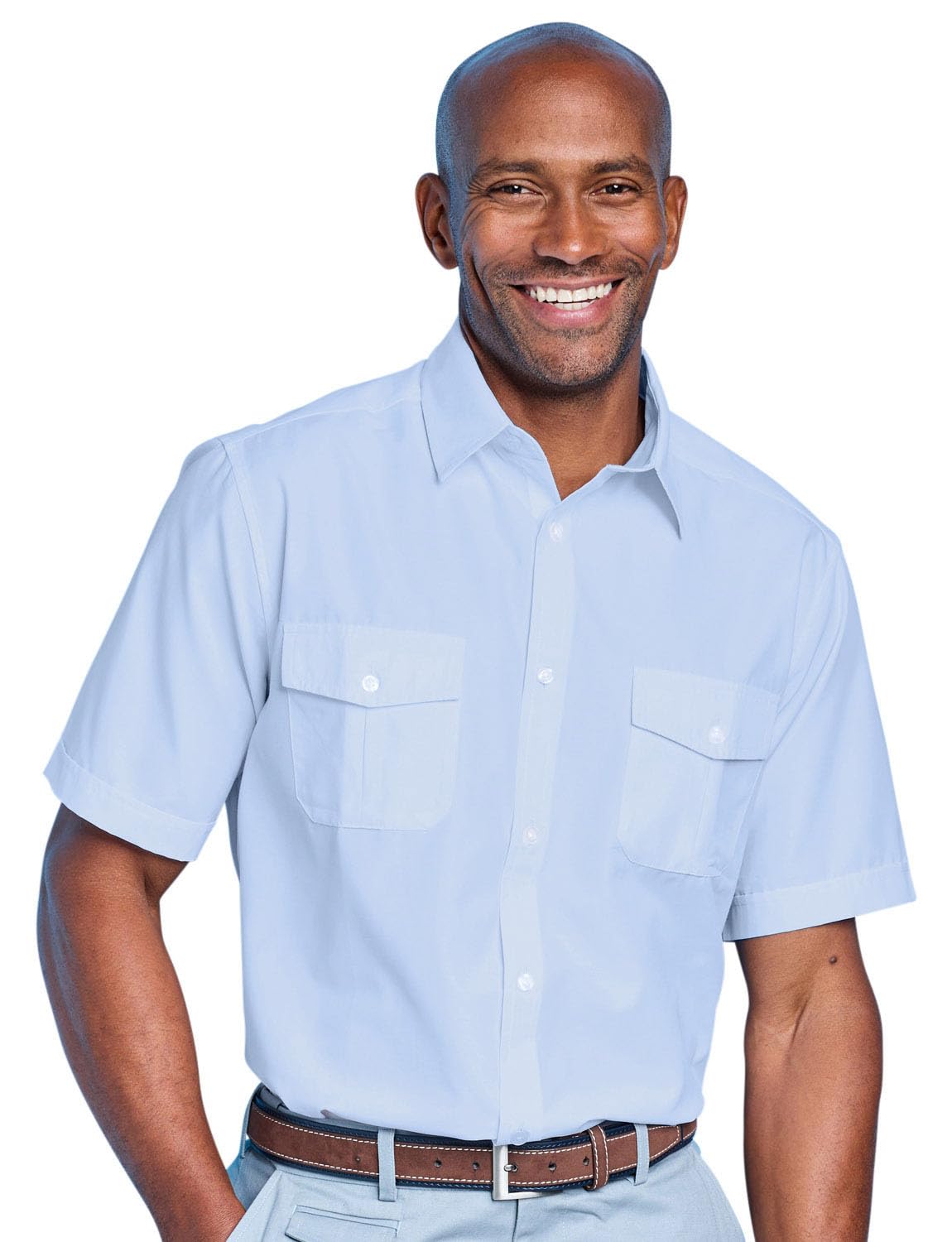 Pegasus Men's Blue Short Sleeve Pilot Shirt M