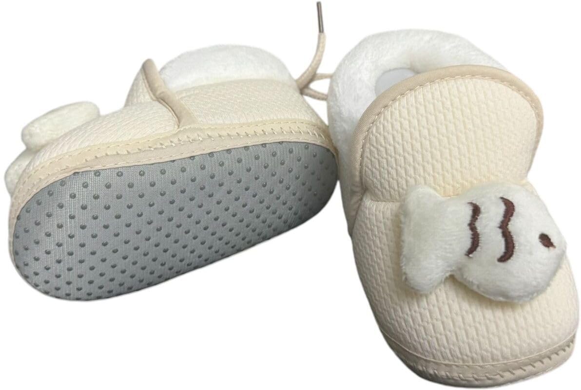 Unisex Baby Booties for 6 to 12 Months Kids Cute Fish Design Footwear Non Slip Sole Soft Cosy Winter Accessories Baby Shoes, Toe to Heel Length - 12 cm-image-42