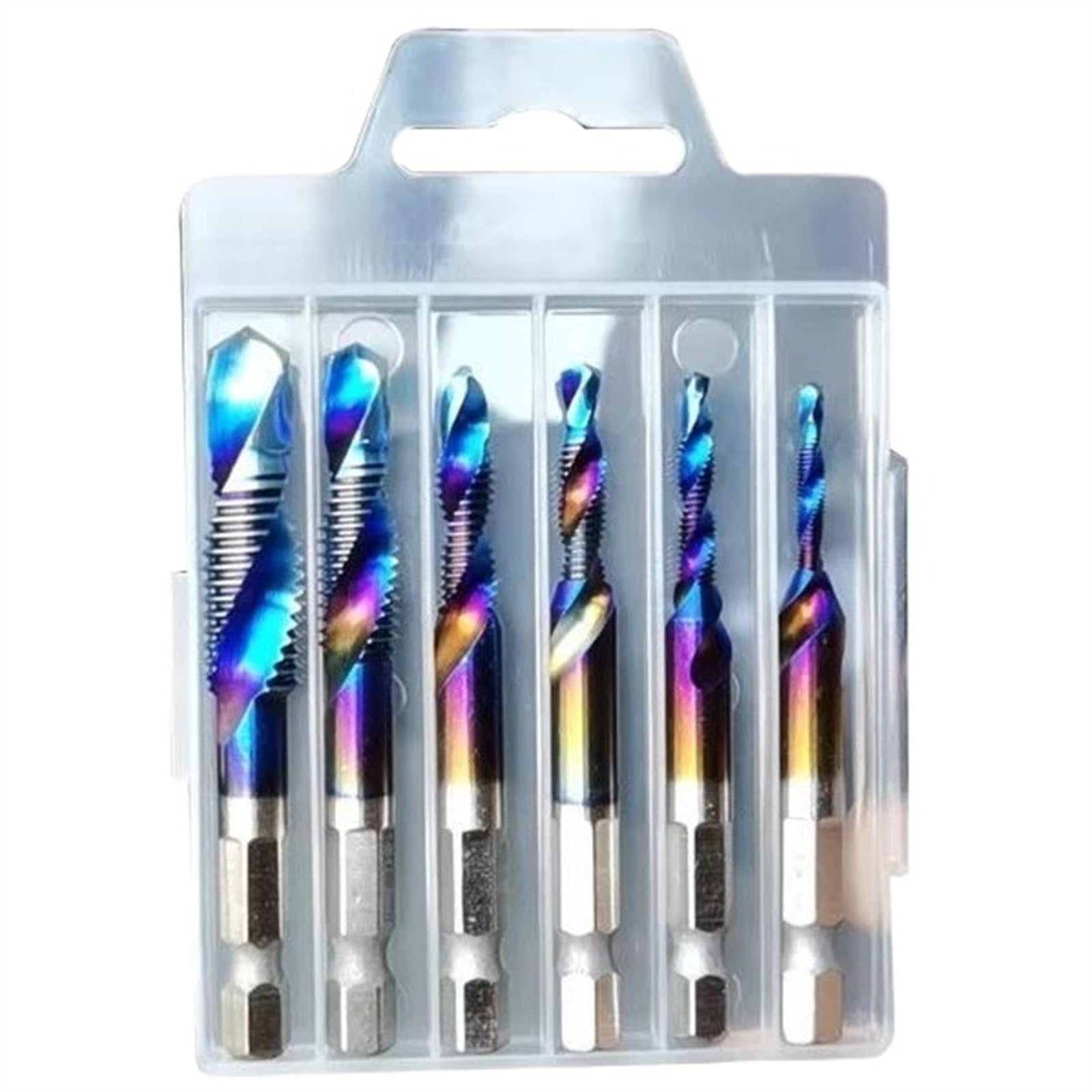 Windeisen-Werkzeug 6 Teile/satz HSS Bohren Gewindebohrer Bits Gewinde Schraube Werkzeuge Maschine Wasserhähne M3-M10 Gewindebohrer Bohrer Schaft Titan Beschichtet(Blue)