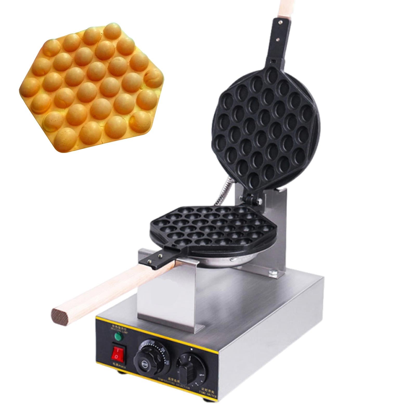 Puff Waffle Maker Gofrera Profesional, Bubble Waffle Maker Doble Cabeza, Acero Inoxidable Y Calentamiento Rápido, Perfecta Para Café, Street Food Y Restaurantes(Single pot)
