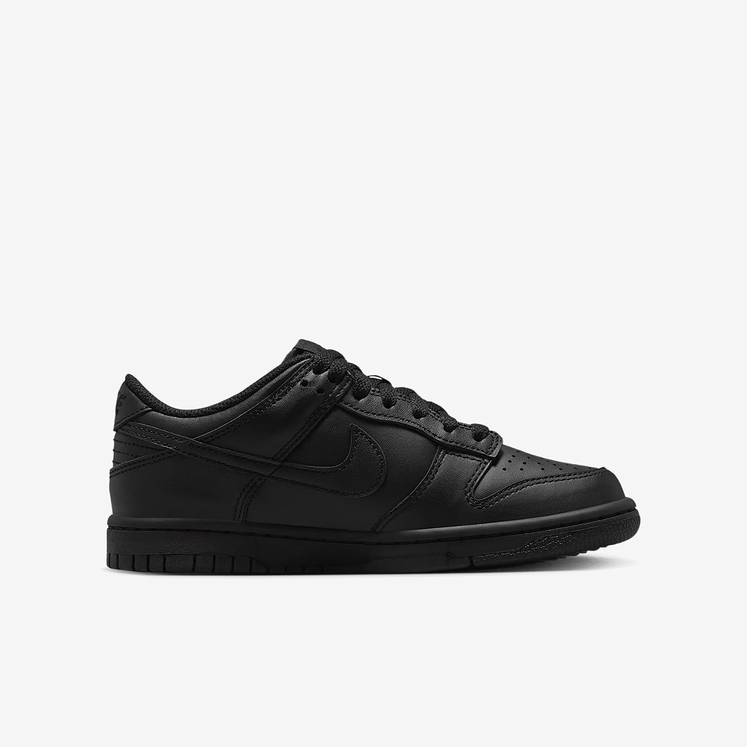 Nike Dunk Low Big Kids' Shoes (FB9109-009, Black/Black/Black) Size 4