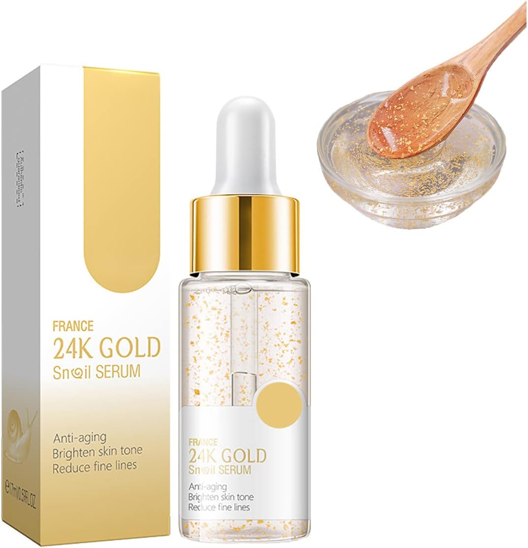 24K Gold Snail Serum, Snail Serum Snail Essence, Facial Serum Anti Aging, Collagen Booster Serum, Ginseng Serum, 24k Gold Serum for Face (1Pcs)
