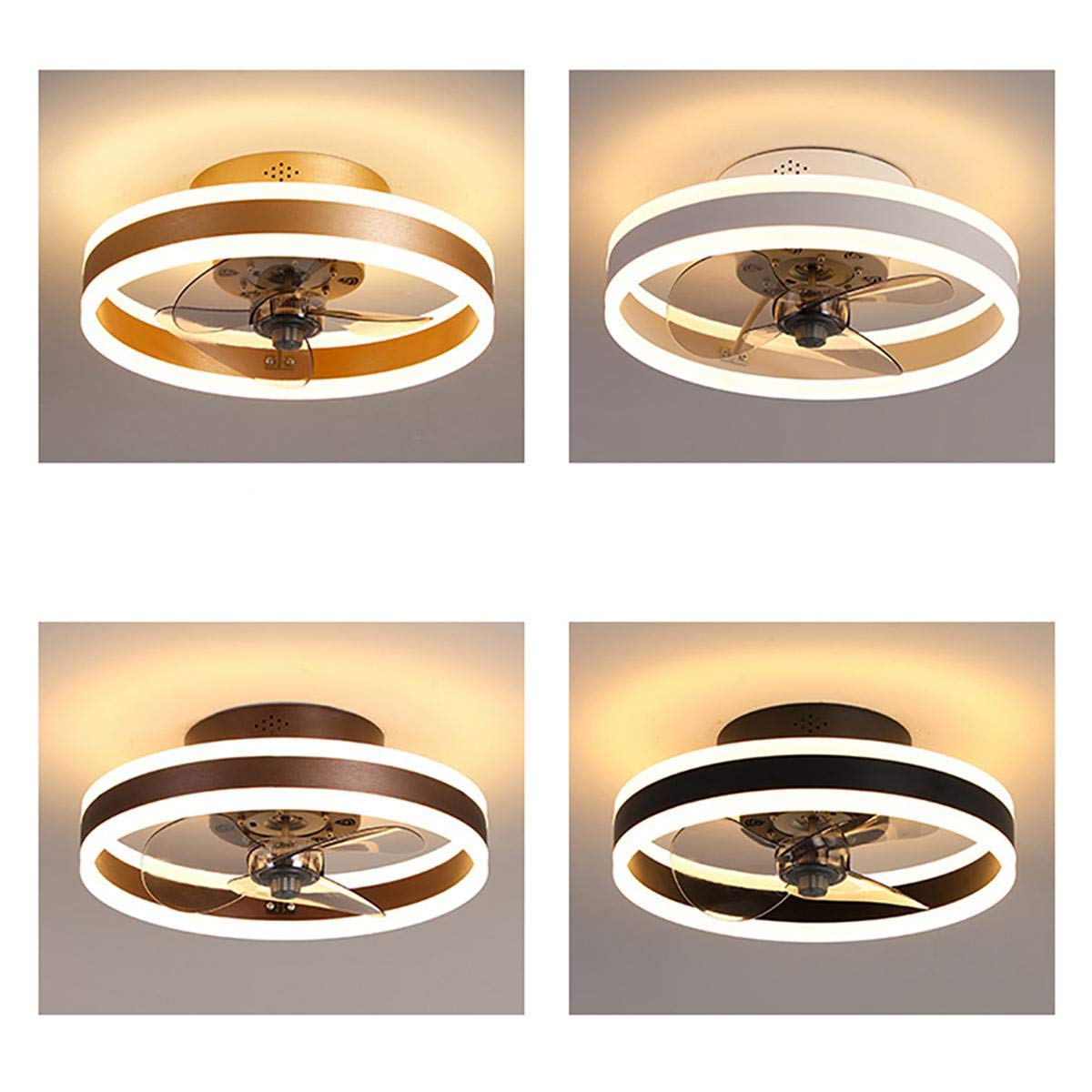Omkeerbaar Plafondventilator met Licht en Afstandsbediening 6 Snelheden Slaapkamer LED Dimbaar Plafondventilator met Lamp en Timer Modern Rustig Plafondventilator met Verlichting,Bruin,50cm