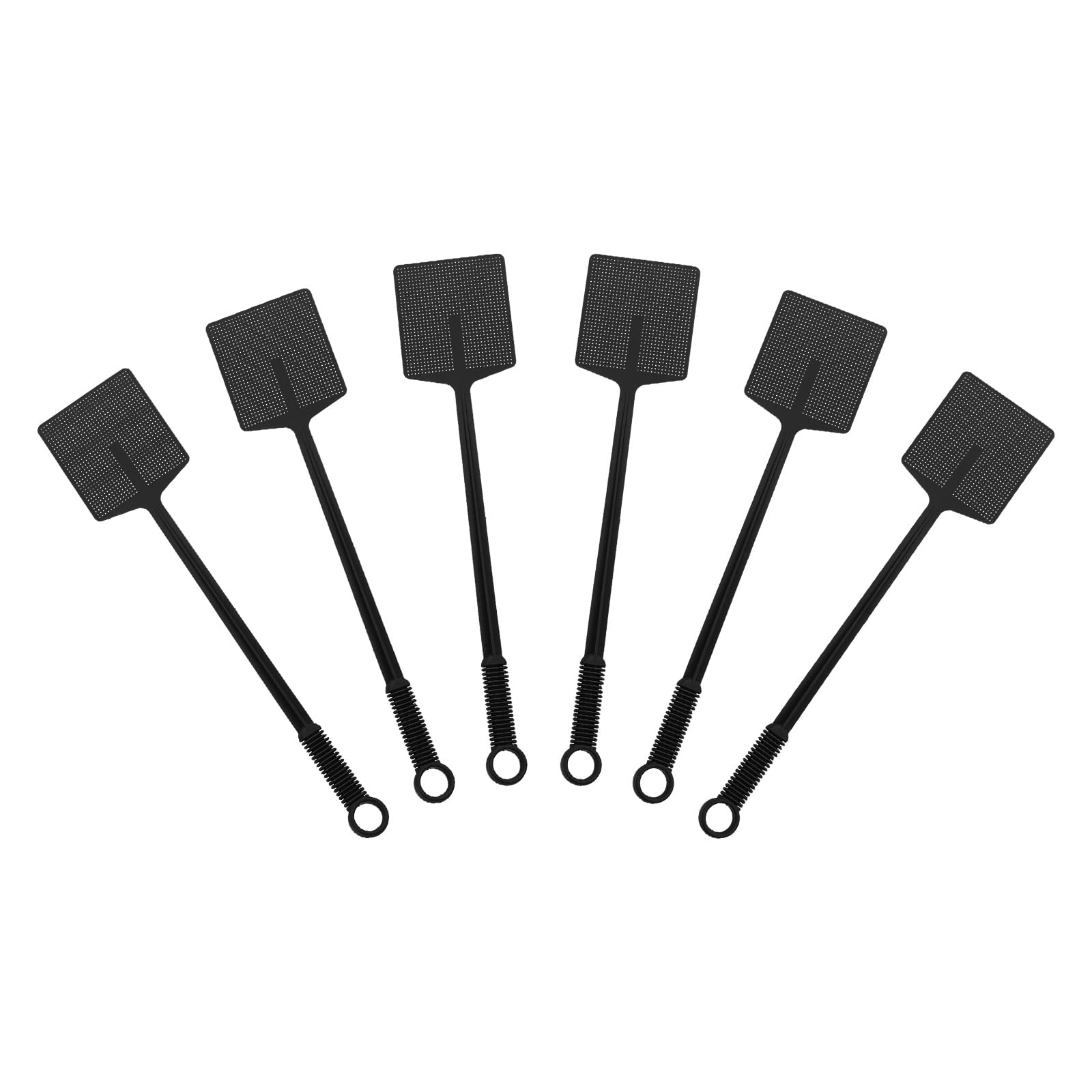 sourcing map 6pcs Fly Swatter 4.5"x3.9" Plastic Manual Heavy Duty Long Handle Fly Swatter for Home Indoor Outdoor, Black