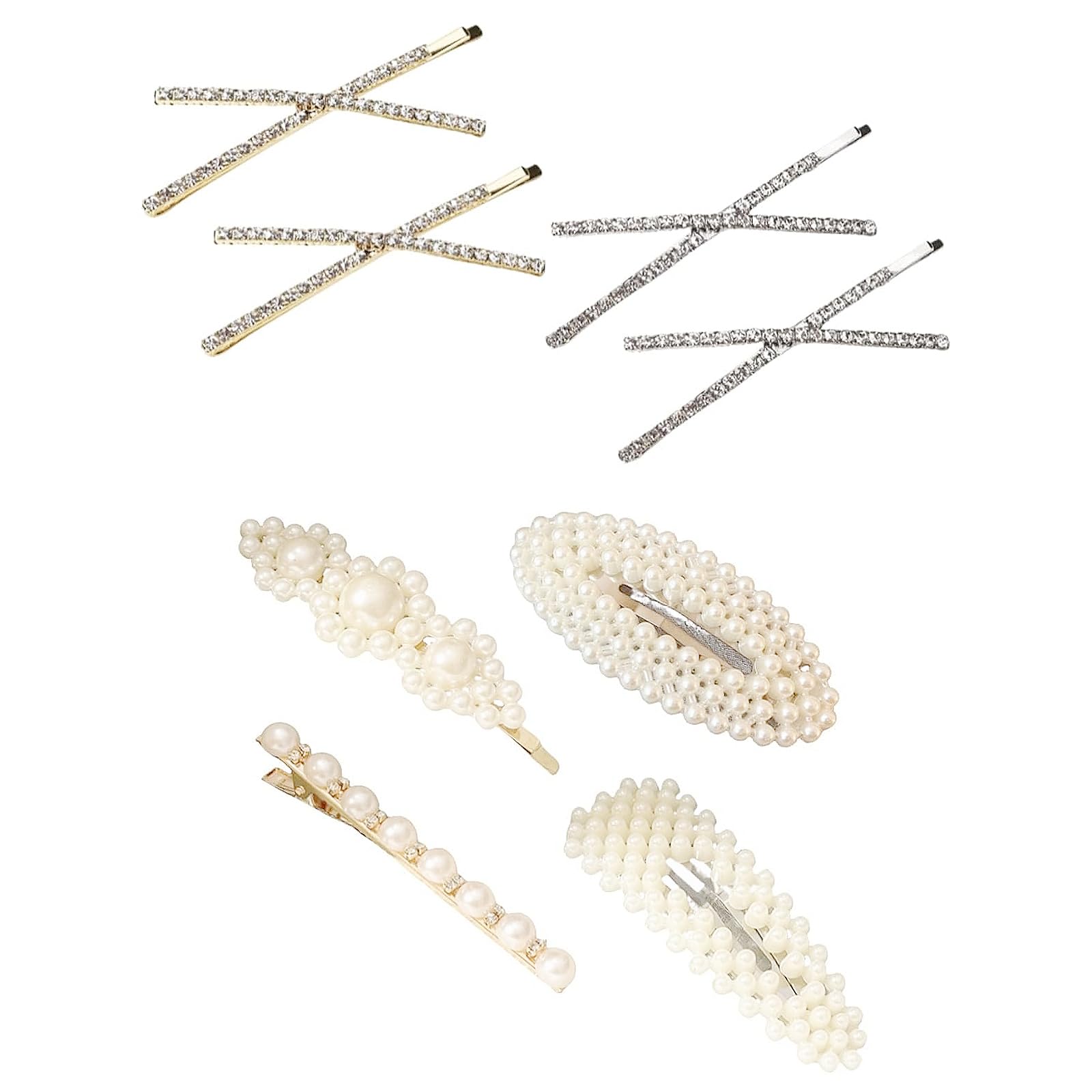 8 Pcs Rhinestone Bobby Pins, Pearl Hair Pins
