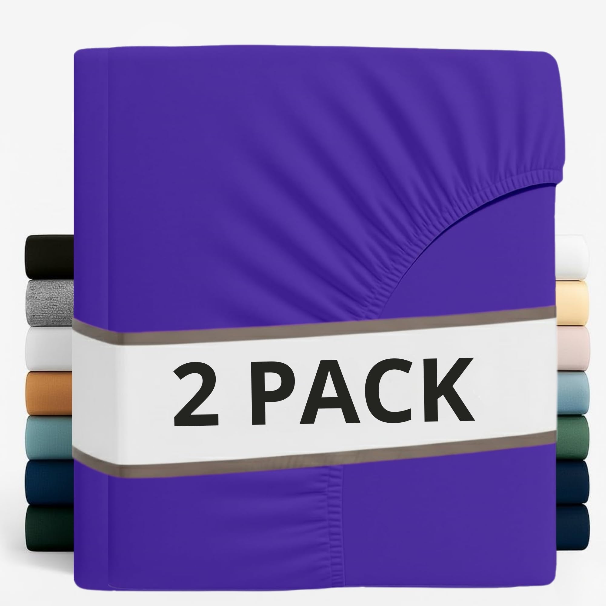 Z&A Bedding 2 Pcs Double Fitted Sheet Royal Blue - 30CM Extra Deep Elastic Corners Bedsheet - Super Soft Brushed Microfibre Bottom Sheet - Washable, Shrinkage & Fade Resistant