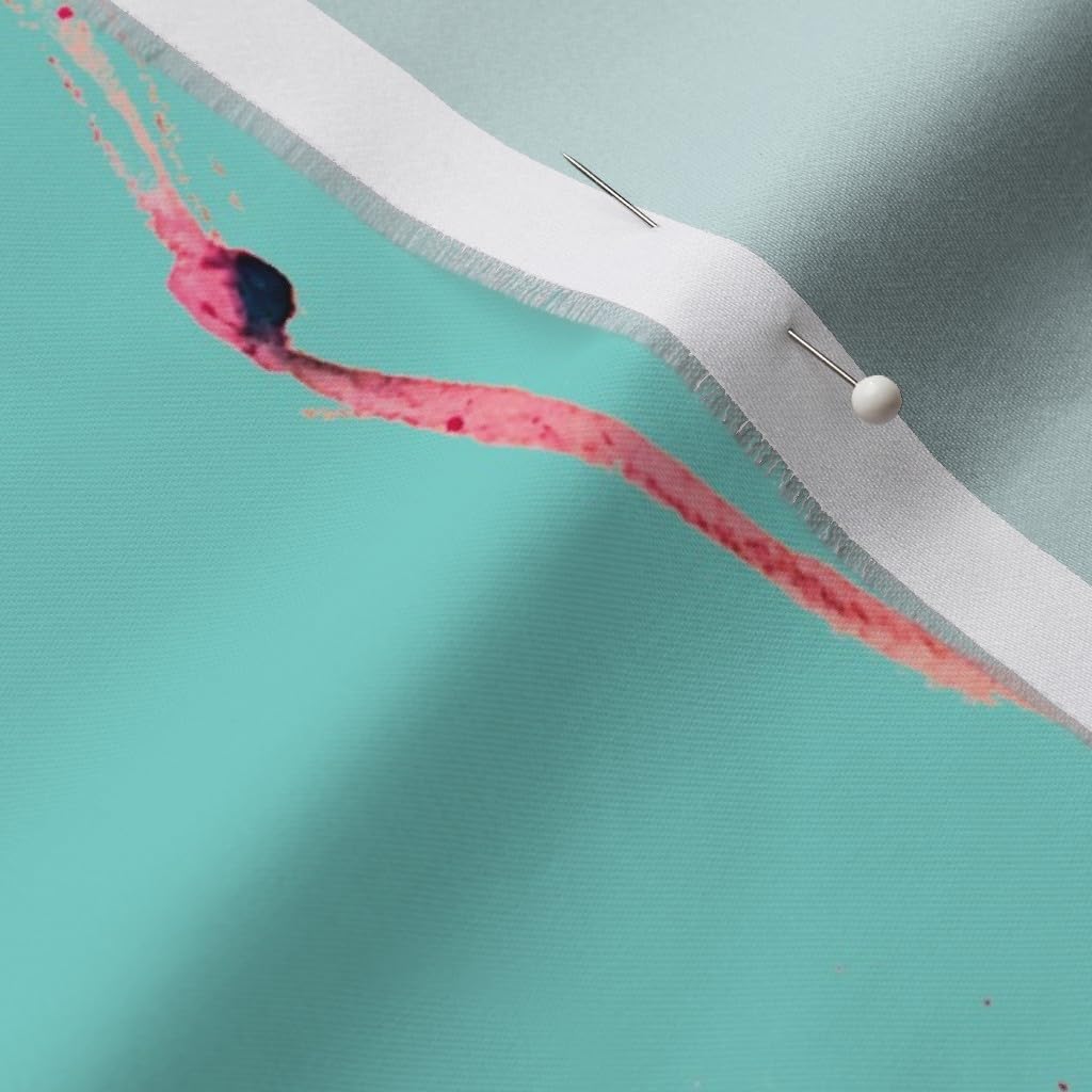 Spoonflower Fabric - Flamingo Aqua Pink Flamingos Tropical Watercolor Paint Bird Printed on Organic Cotton Sateen Fabric by The Yard - Sewing Quilting Apparel Home Decor