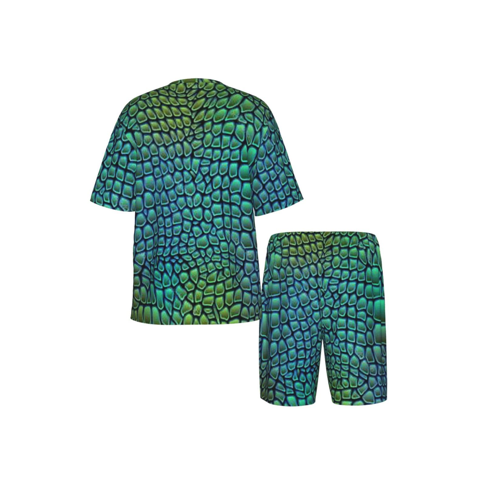 Alligator Skin Print Uomo Manica Corta Pigiama Set Pigiameria Leggero Traspirante Morbido Homewear 2 Pezzi