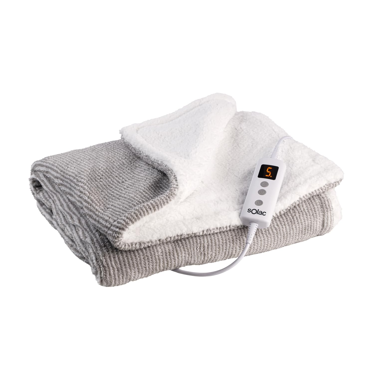 Solac - Manta Electrica Kalmar 120W | 150x90cm | 8 Niveles Temperatura | 9h Temporizador | Autoapagado | Protección Calentamiento | UltraSuave | Apto Lavadora 30ºC (Conector Extraíble)