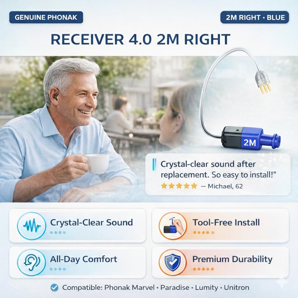Phonak 5.0 Receiver – S Size – Level 1 – Right Ear (R) – (054-1205) – Compatible with Lumity, Paradise, Marvel RIC Hearing Aids – Original Phonak Replacement (M-Left, Size-2)