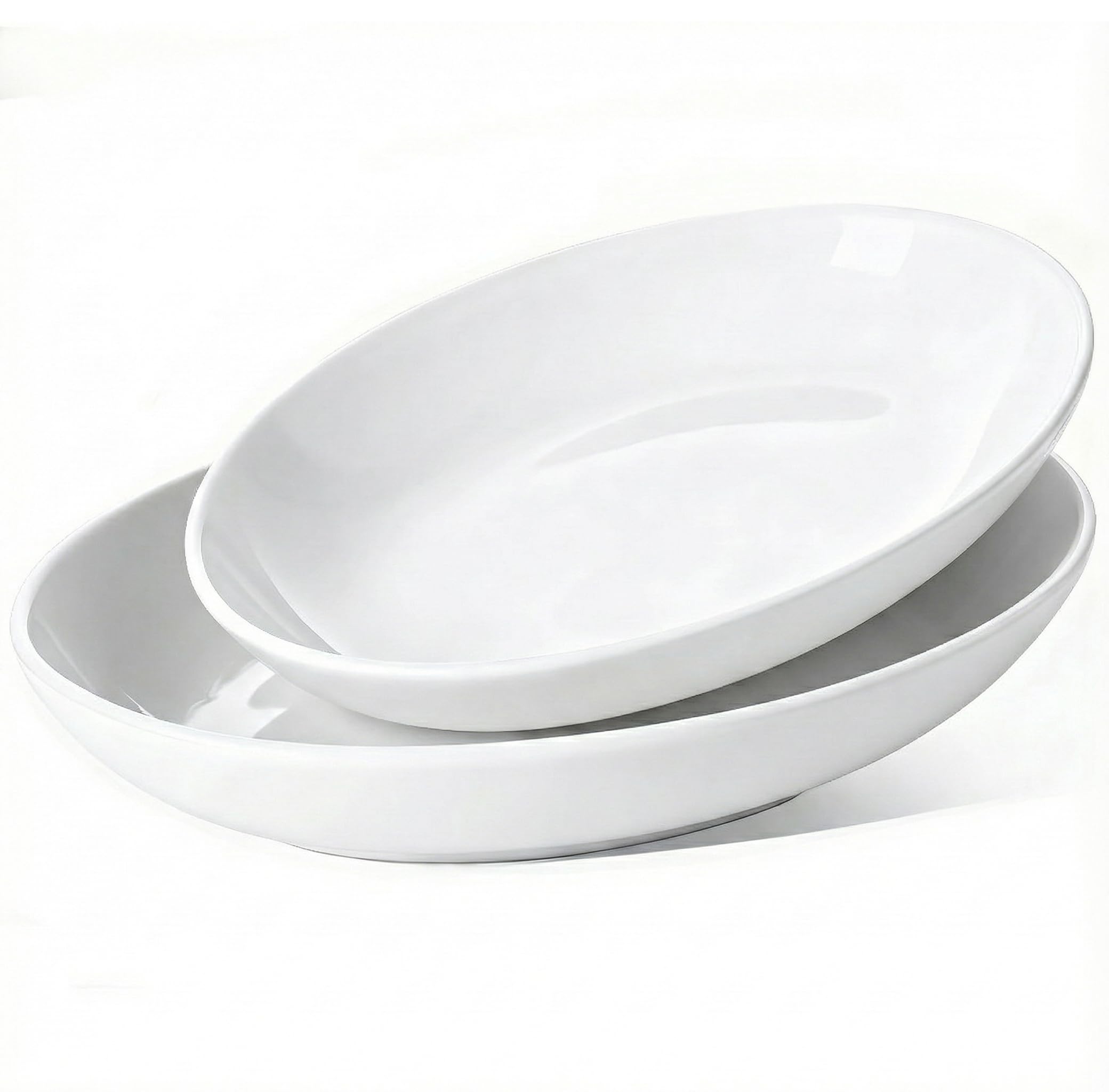 Photo 1 of Gacoree Oval Serving Platters Set of 2 (14" & 12"), Large Wide Ceramic Serving Dishes for Entertaining, Turkey, Fish, Salad, Oven Safe White Porcelain Serving Plates