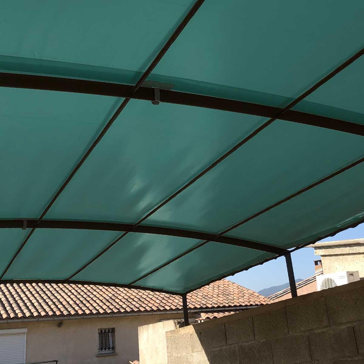 Telo per Pergola Verde 3x5 m - Garantia de 10 anni TECPLAST - XP640PR - Copertura per Gazebo o Pergolato impermeabile in PVC - Prodotto in Francia