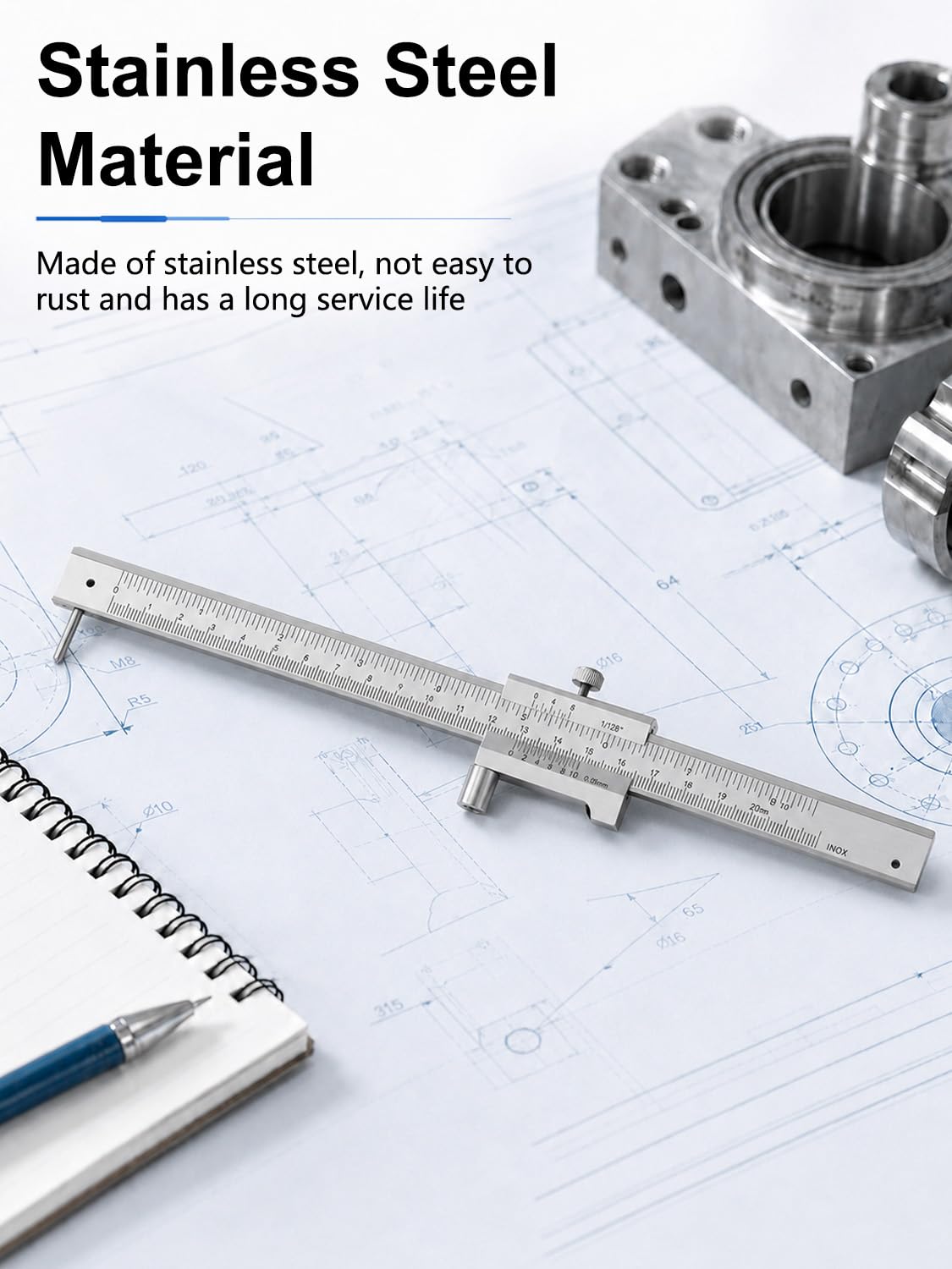Metal Scribe, 200mm 8in Scribe Tool Marking Gauge Calipers — Amazon image 5