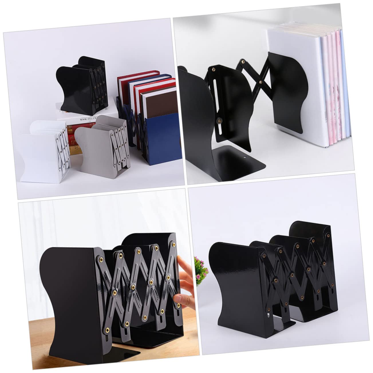 Buchstütze Vintage Praktische Buchstütze aus Kunststoff und Metall Schwarz für Bücherordnung dem Schreibtisch Einfaches Design