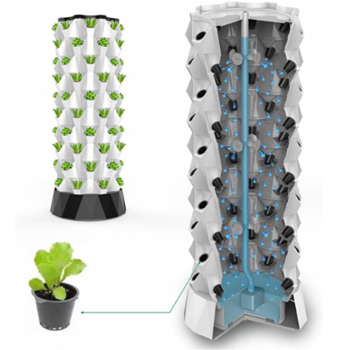Kit di coltivazione idroponica con idropompa, torre verticale per erbe fresche, verdure e frutta, 10 strati per coltura idroponica da giardino domestico