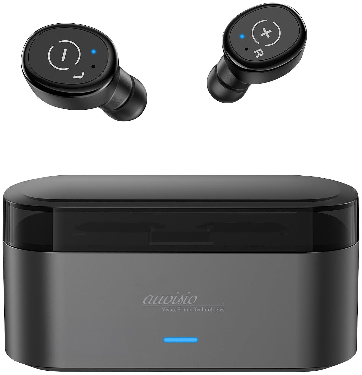 auvisio in Ear Ohrhörer: TV-Funk-Ohrhörer mit Transmitter-Ladebox, 2,4GHz, TOSLINK, AUX, Bypass (in-Ear-Funk-Kopfhörer, TV Hörsystem)