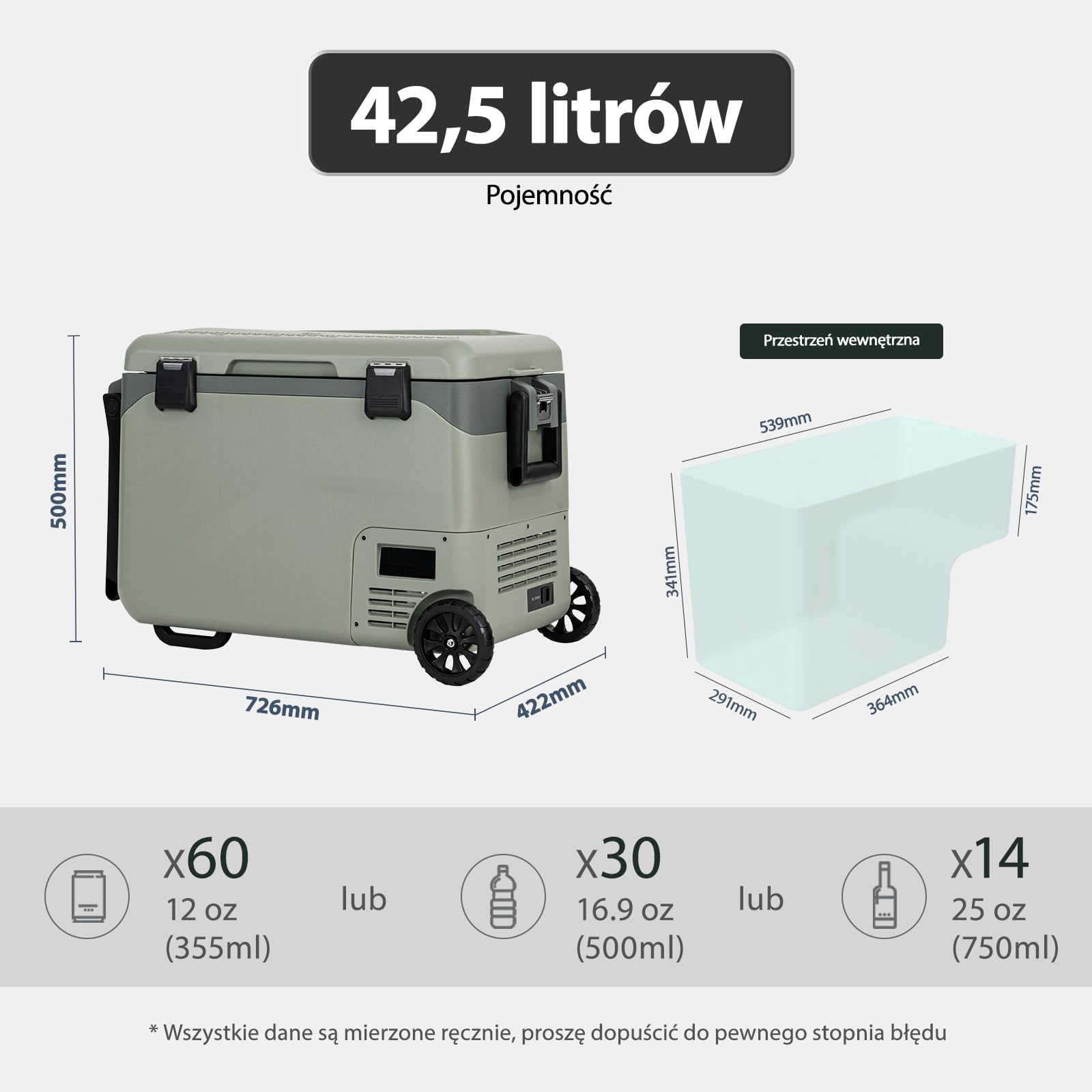 GD40W 43L Lodówka Samochodowa Przenośna zamrażarka i lodówka, chłodziarka elektryczna na sprężanie do domu, sali studenckiej, kempingu, z kołami, -20℃ DO 20℃