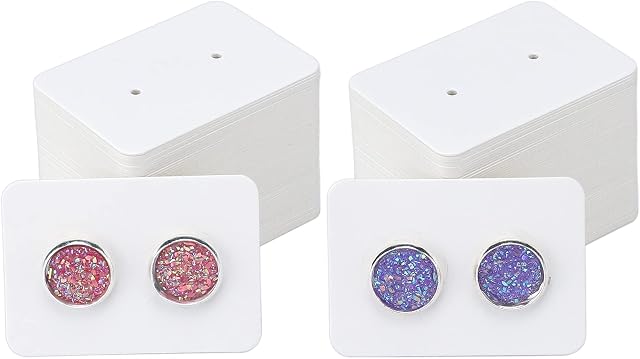 G2PLUS 200PCS White Earring Display Cards - Small Earring Card Holders - Jewellery Packaging Cards for Jewellery Making Storage & Disply