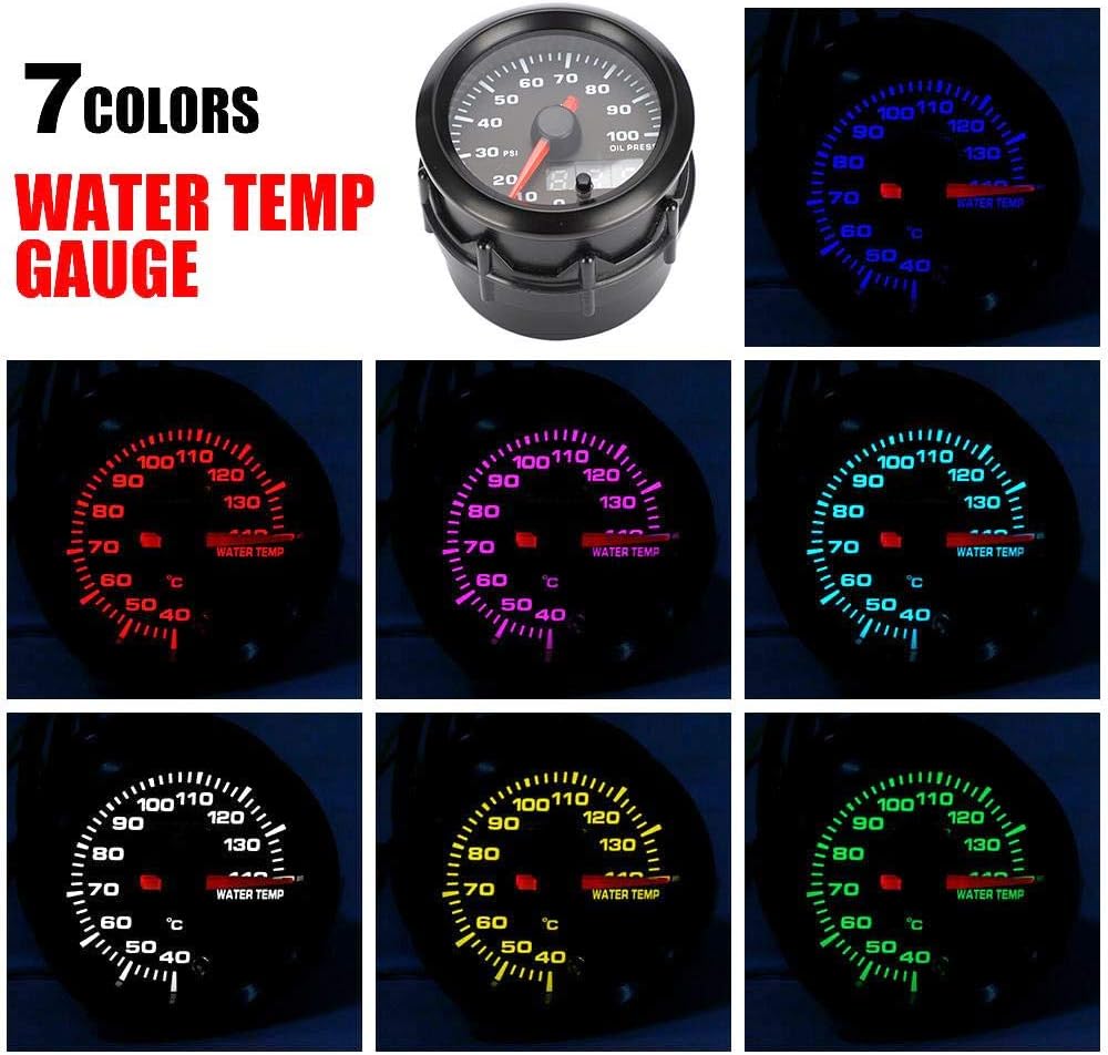 Oil Pressure Gauge, 2inch 52mm -1PSI Car Oil Pressure Gauge Pointer 7-Colors Digital LED Meter with Sensor Oil Pressure Display