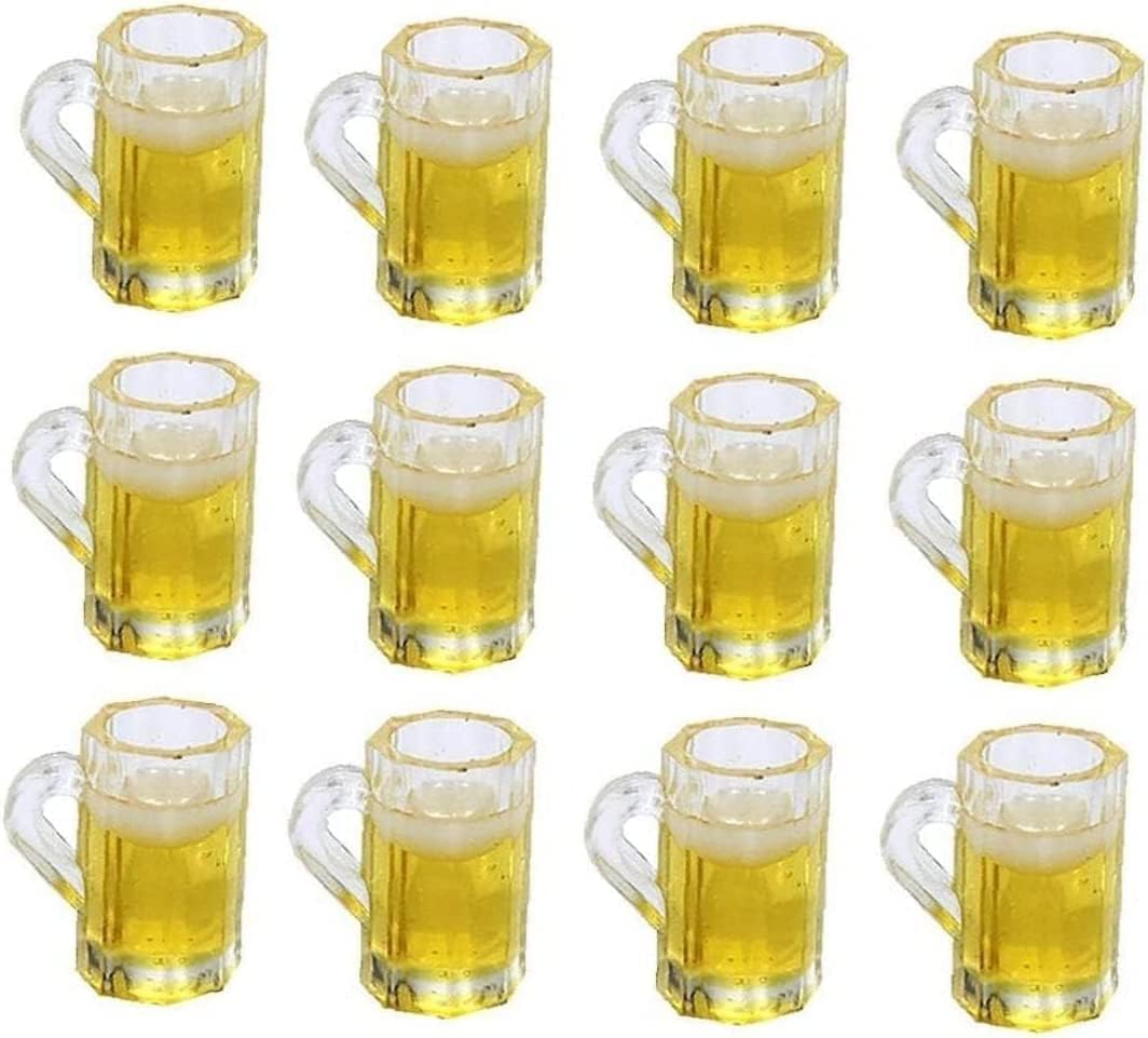 12 Pcs Beer Cup, Dollhouse Mug Model Miniature Cups for Miniature Dollhouse Accessories with Realistic Looking Beer Practical Processed Party Decor Accessories