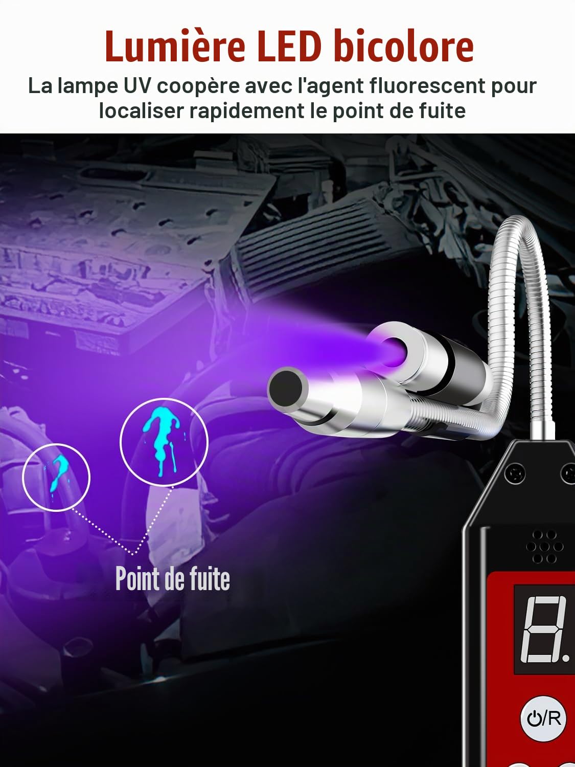 WJL-6000PRO Détecteur De Fuite De Fréon avec LUMIÈRE LED, Détecteur De Fuite De Réfrigérant, Détecteur De Fuite d'Halogène Testeur HVAC Air Condition R22 R410A R134A CFC HCFCs Indicateur Hfcs