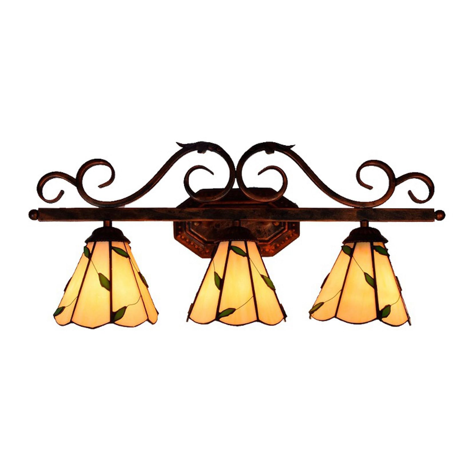 Tiffany Style Bathroom Vanity Light 3-Light Stained Glass Wall Sconce