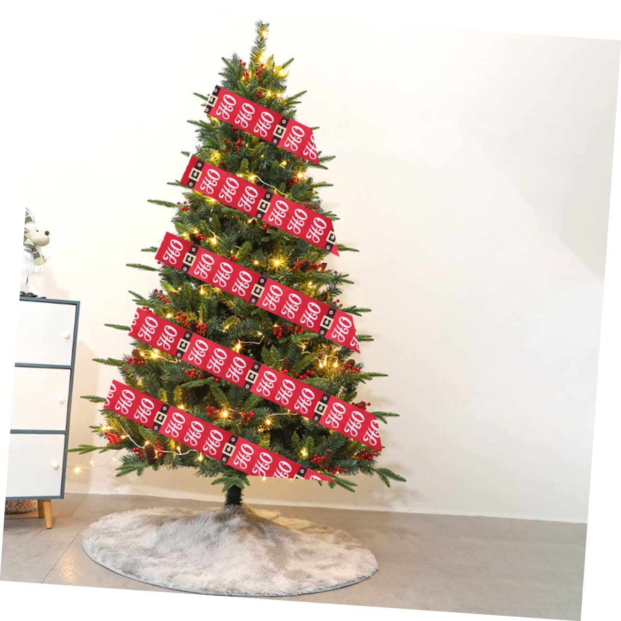 STOBOK 5stücke Weihnachts-dekorationsband Rotes Satinband Für Weihnachtsbaum Geschenkpäckchen Und Bastelprojekte Für Festliche Anlässe Und Kreative Verpackungen
