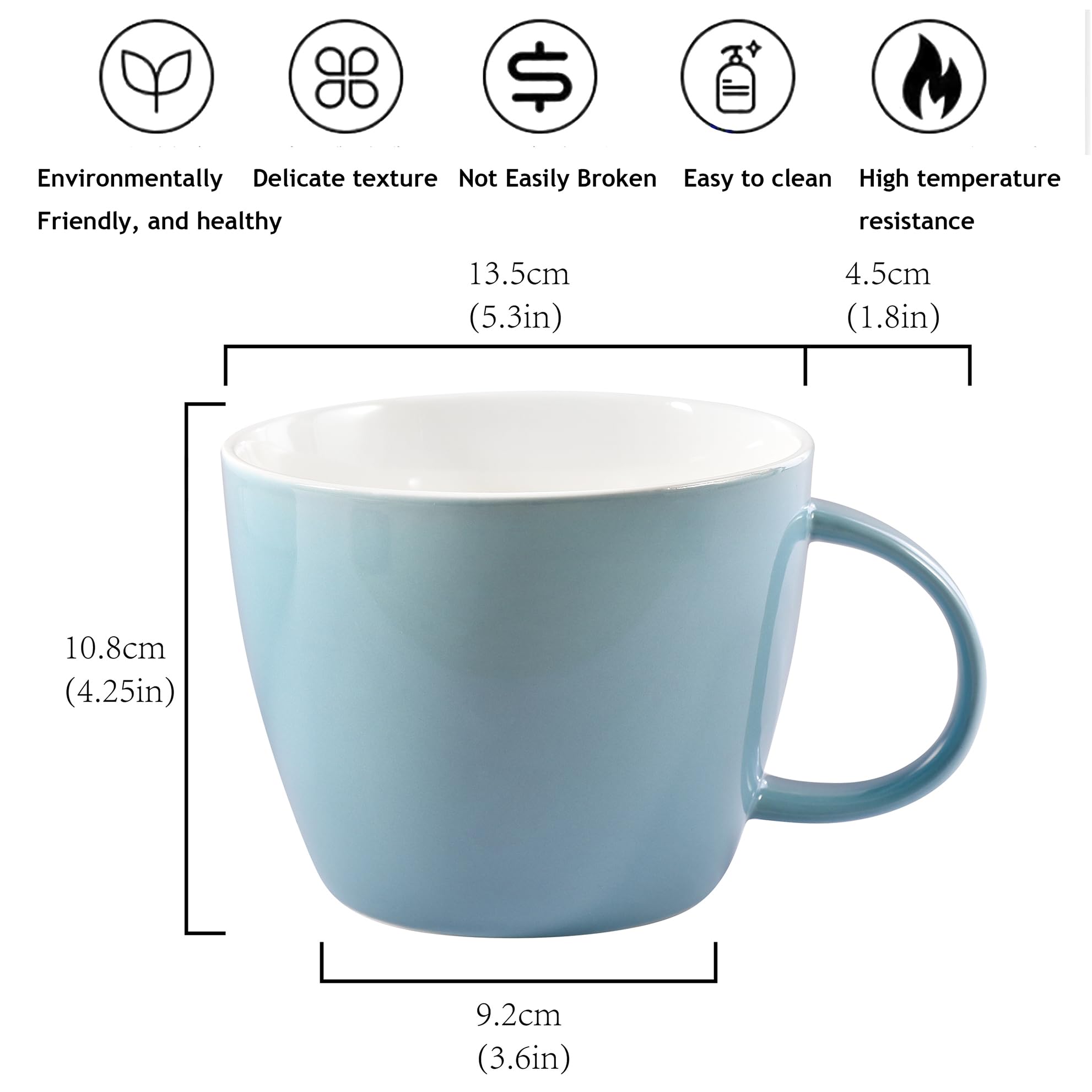 fMSDD Turquoise Jumbo 30 Ounce Porcelain Mug for Soup Coffee, Tea, Ice Cream, Fruit, Cereal, Milk, Mocha - Image 2