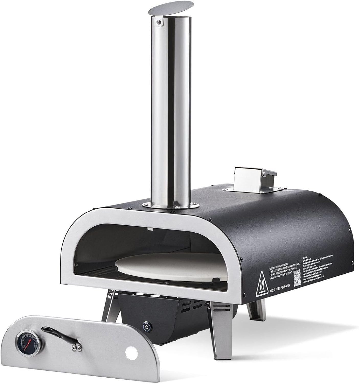 Dual Fuel, 12" Wood Fire & Propane Pizza Maker, Pellet & Propane Outdoor Oven with Thermometer