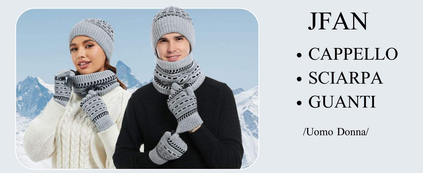 SKICEE 3 in 1 Cappello Sciarpa e Guanti Touch Screen Set, Cappello Donna Uomo Invernale, Sciarpa Lunga Scaldacollo Elastico, Guanti Termici, Berretti In Maglia, Interna Morbido (arancia