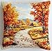 Rqwybcaxn Kit Fai Da Te Per Cuscini 3D, Strada Di Campagna In Autunno Kit Per Ricamo A Punto Croce 43X43Cm, Federa Per Cuscino Da Divano Con Gancio Per Chiusura A Scatto, Adatto Per Bambini E Adulti, immagine