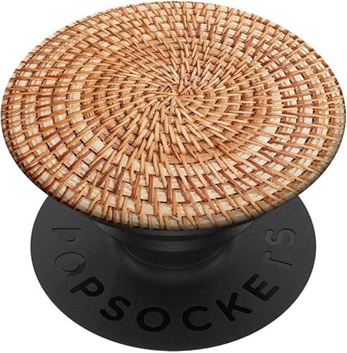 Linda cesta de mimbre estilo vintage de ratán PopSockets de bambú PopGrip estándar