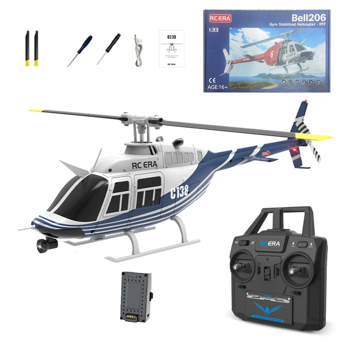 RC ERA C138 RC Helicopter with 6-axis Gyro, 2.4G 1/30 6CH RC Military Helicopter & 6G/3D Flips & One Key Take Off/Landing, Remote Control Airplane Toys for Adults Beginners - RTF