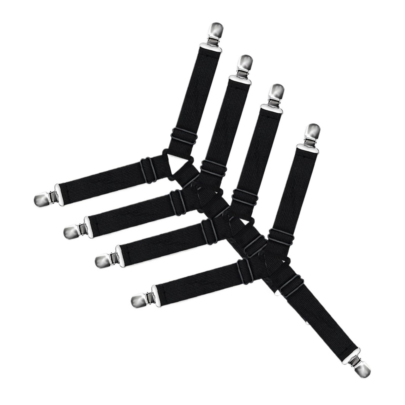 SDIUAKBV Bed Sheet Grippers Belt 4Pcs/Set Adjustable Bed Sheet Grippers Belt Fastener Clips Mattress Cover Blankets Quilt Holder Organize Gadgets For the bedroom(Black)