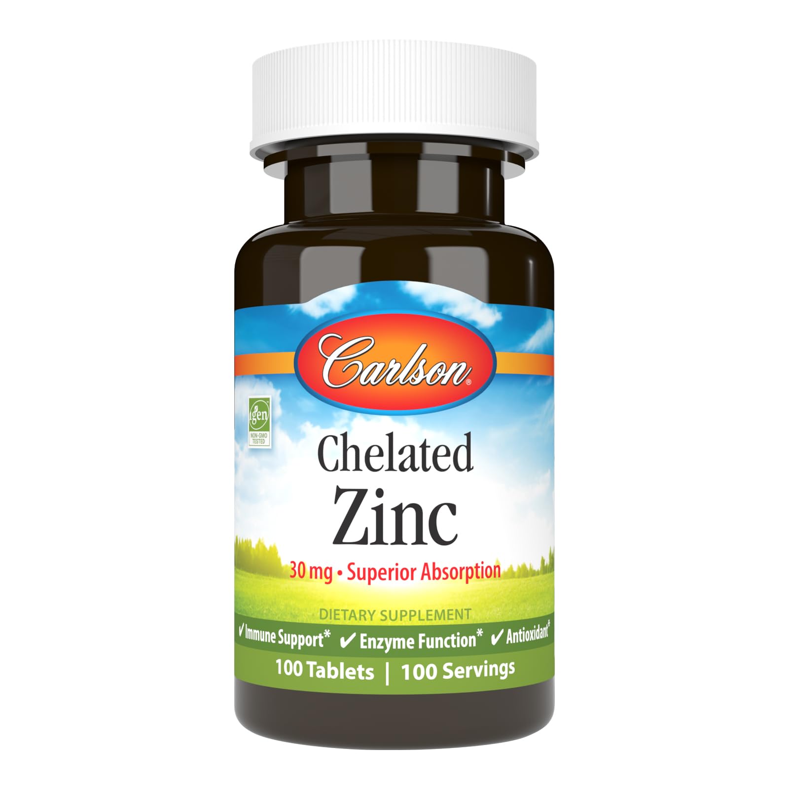 Carlson Chelated Zinc, 30 mg, Chelated Zinc Supplement, 1000 Tablets 100 Count (Pack of 1)
