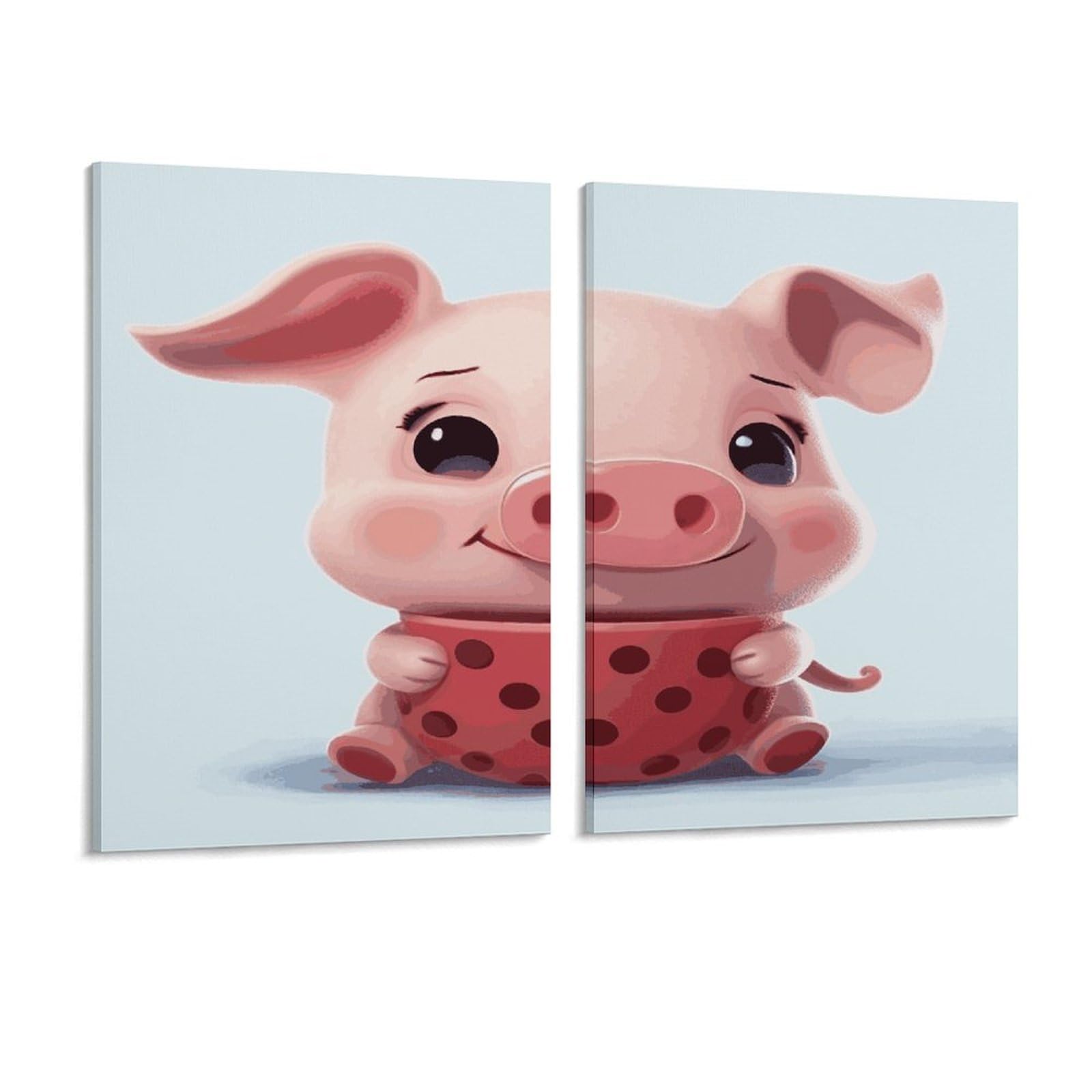 Adfgyerh Style Smiling (21) Wall Art，Canvas Material Bright /Wall Decor Of 2, Each 16X12 Inch -Wall Art Set For Living Room Bedroom Gallery Office Home Décor
