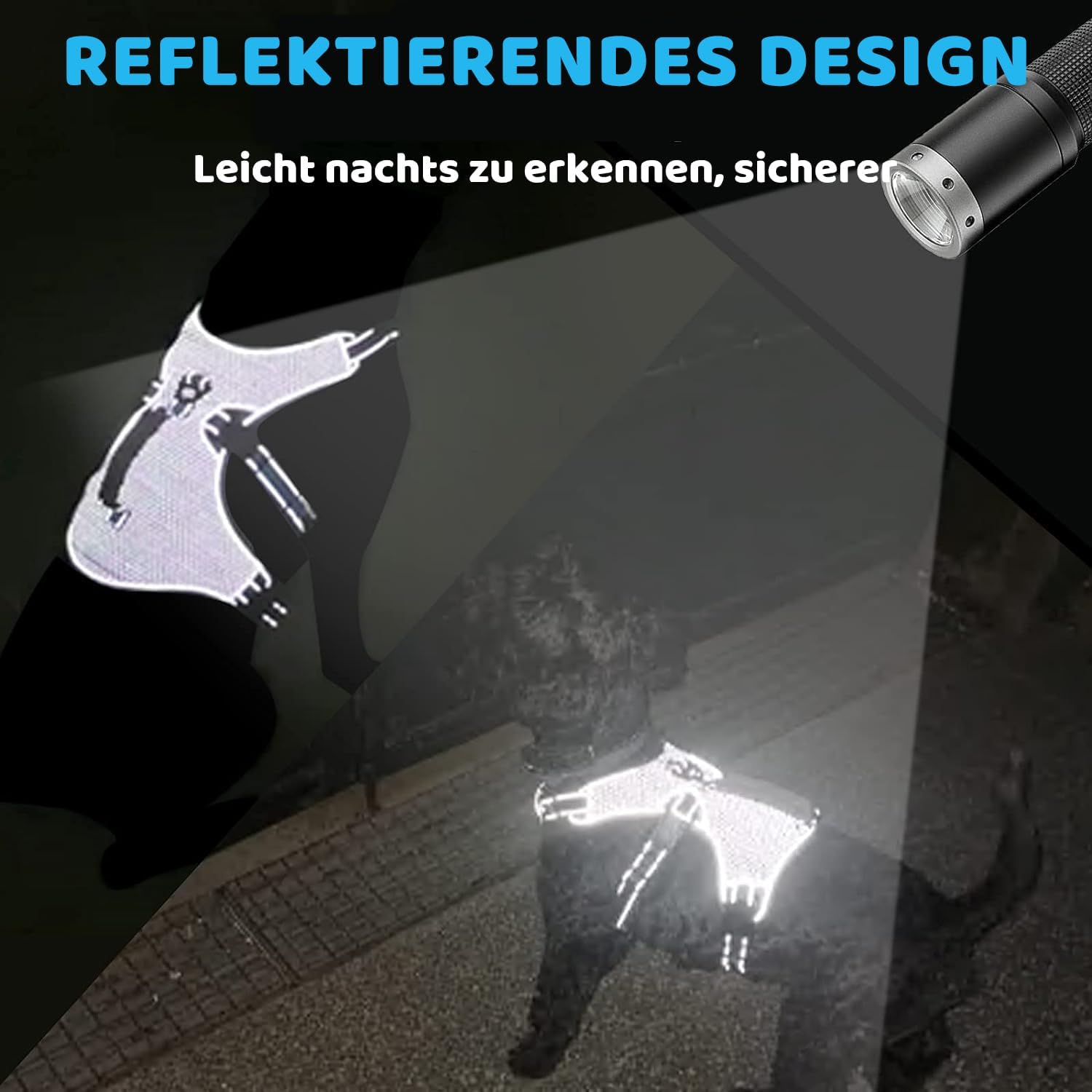 Mehrzweck-Hundegeschirr, ausbruchsicher, kein Ziehen, reflektierend, verstellbare Weste mit strapazierfähigem Griff, Hundegeschirr für große/aktive Hunde (Blau, M)