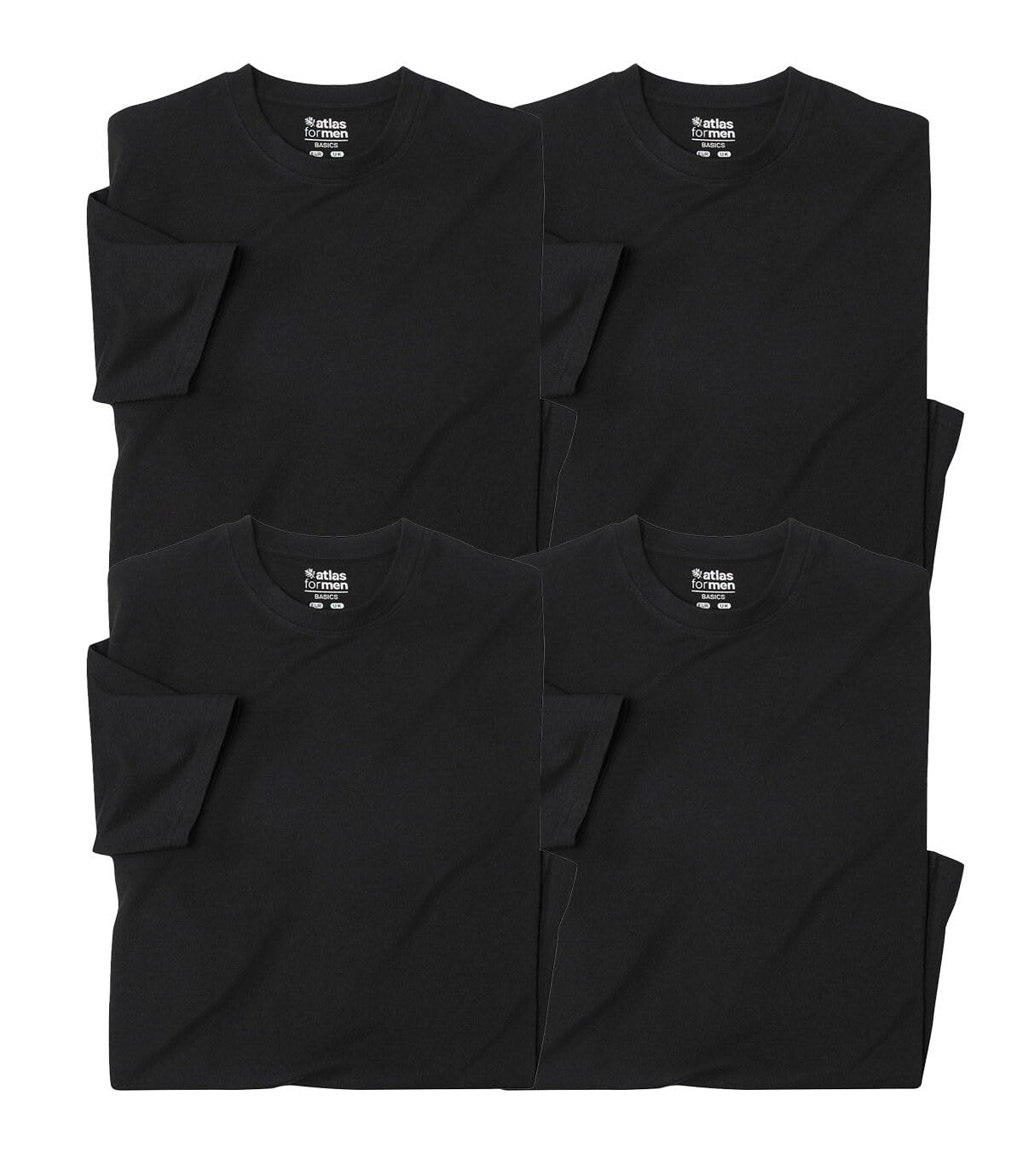 ATLAS FOR MEN - Pack of 4 Black t-Shirts - L