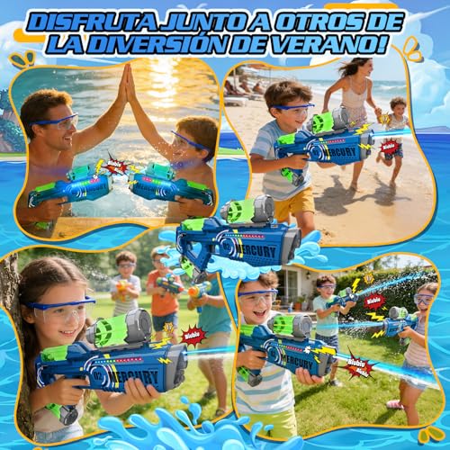 Miniatura 6 de Formizon Pistola De Agua Eléctrica, Pistola De Agua De Largo Alcance Con Luces Y Efectos Musicales, Pistolas De Agua Automática Para Niños Y Adultos Verano, Playa, Piscina