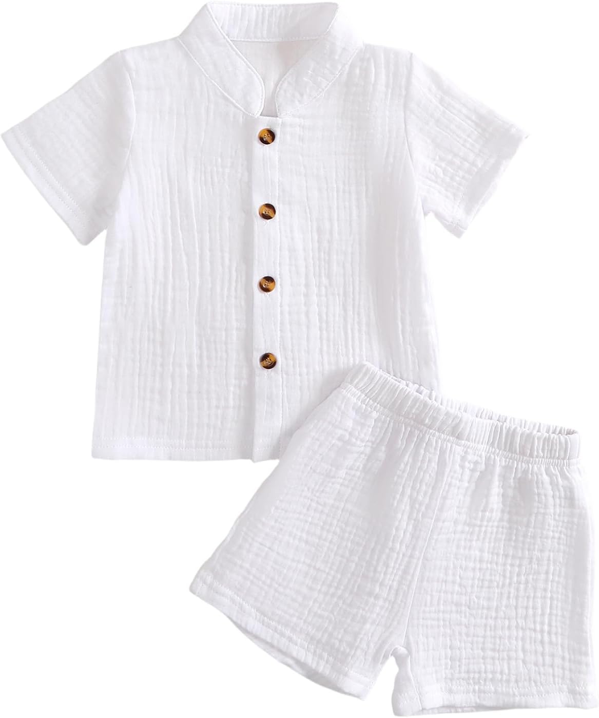 Baby Boy Clothes Set Band-collar Button Down Shirts Tops + Shorts Cotton Guaze Infant Toddler Summer Outfit
