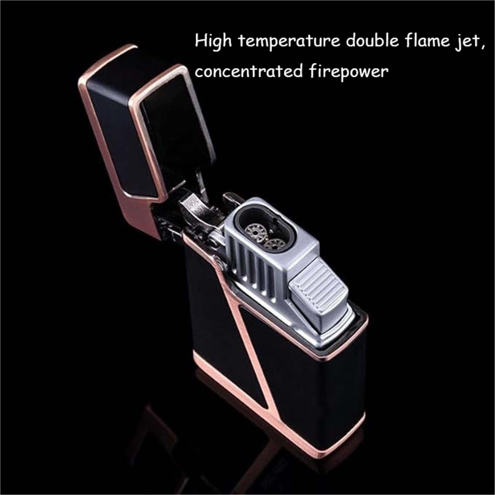 Encendedor de metal, resistente al viento, doble llama, tamaño de llama ajustable, recargable y reutilizable, ideal para barbacoa, velas, actividades al aire libre, camping
