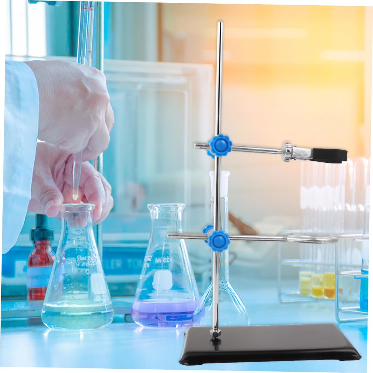 Support Comparateur et Collier de Serrage Métallique en Fer pour Laboratoire Plusieurs styles Tige de Support pour Expériences Chimiques Précises